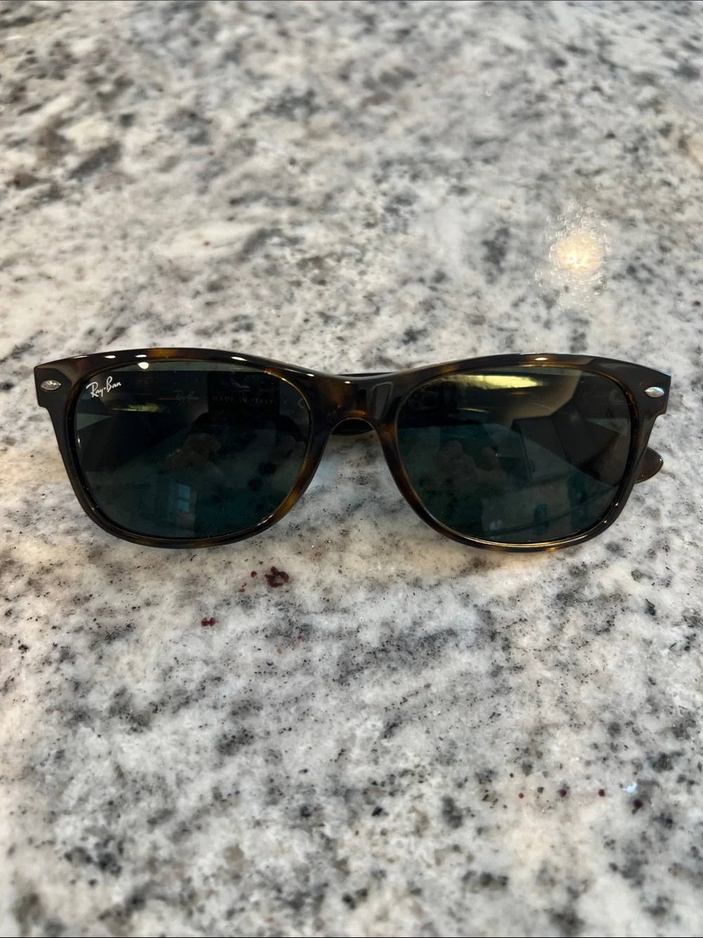 Ray-Ban Tortoise Frame Sunglasses with Green Lenses